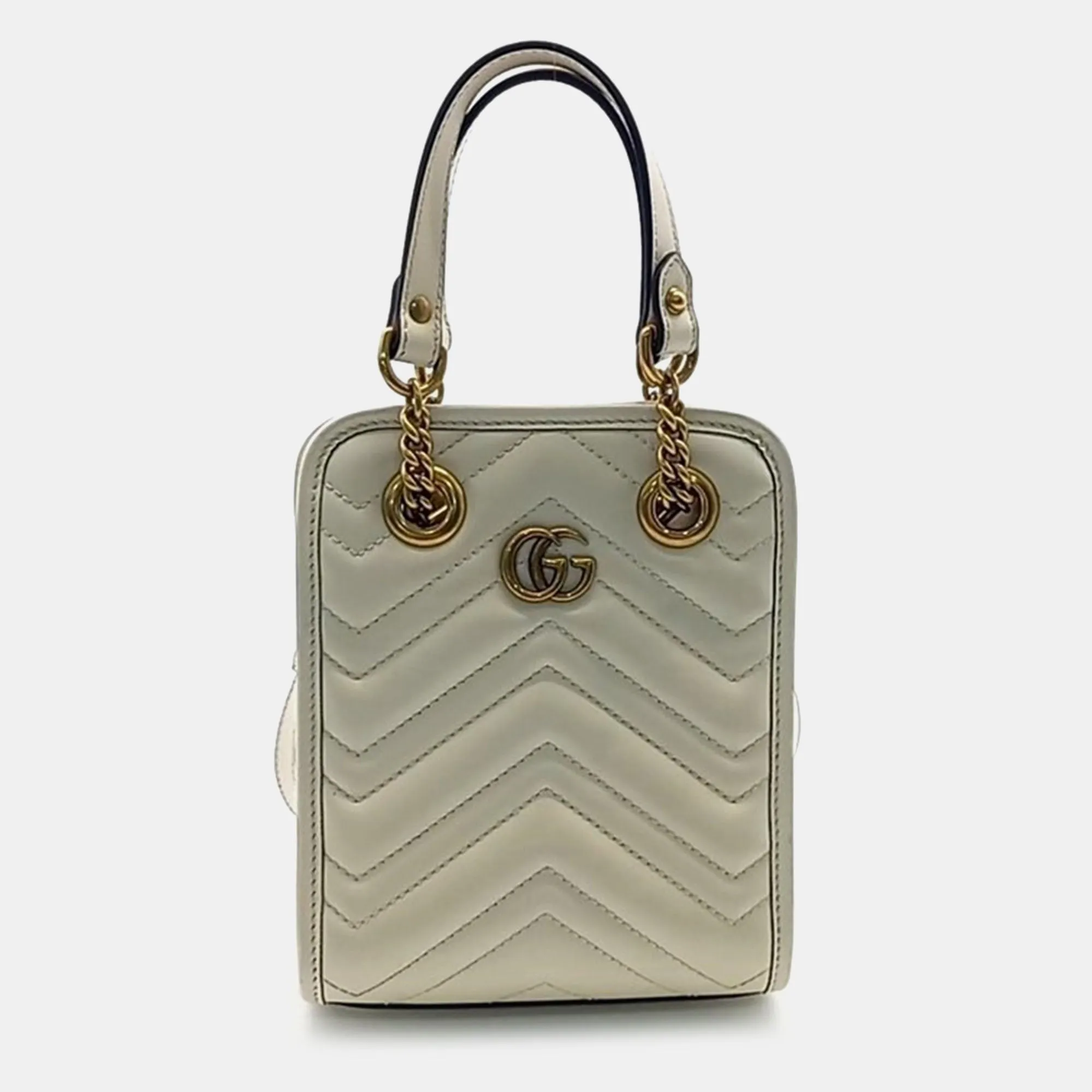 Beige GG Marmont Matelasse Mini Shoulder Bag