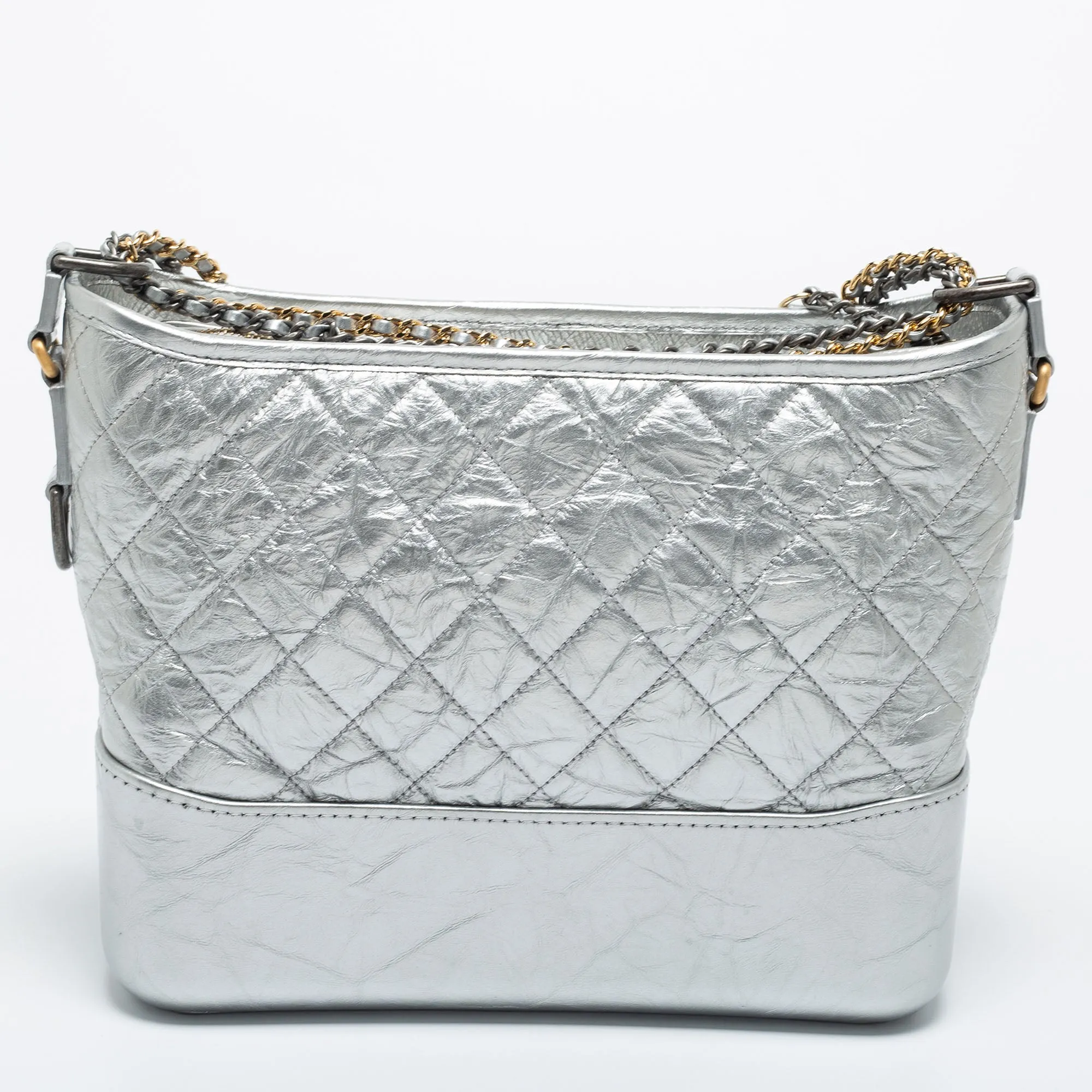 Chanel Silver Quilted Leather Large Gabrielle Hobo