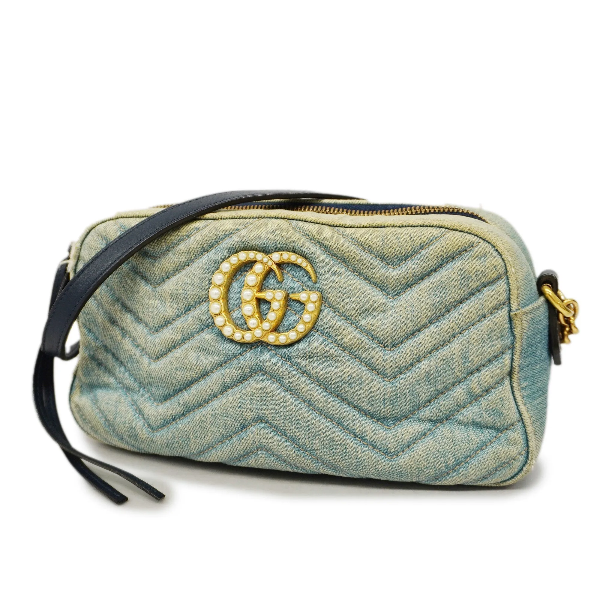 Gucci  GG Marmont Shoulder Bag Velor 447632 Women's Denim Light Blue