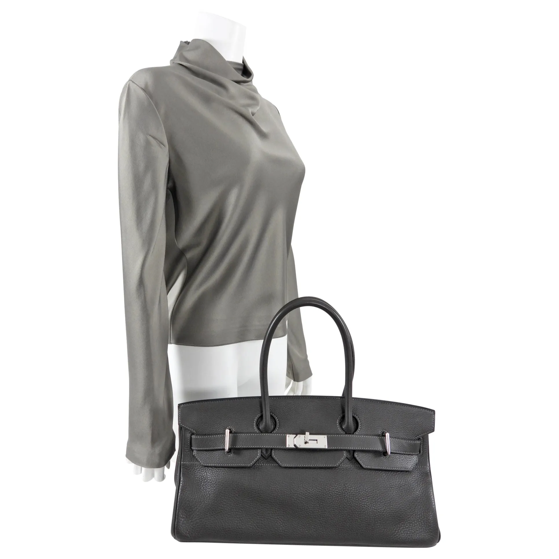Hermes JPG Shoulder Birkin Graphite Clemence