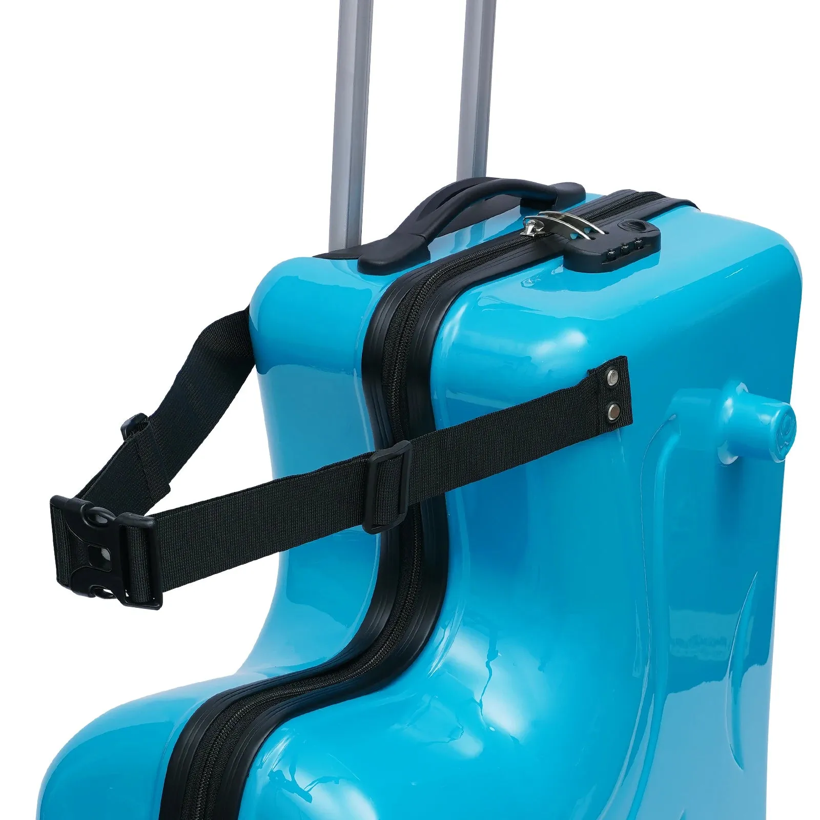 Kids Ride-On 20" Spinner Luggage Trolley – Pink/Blue